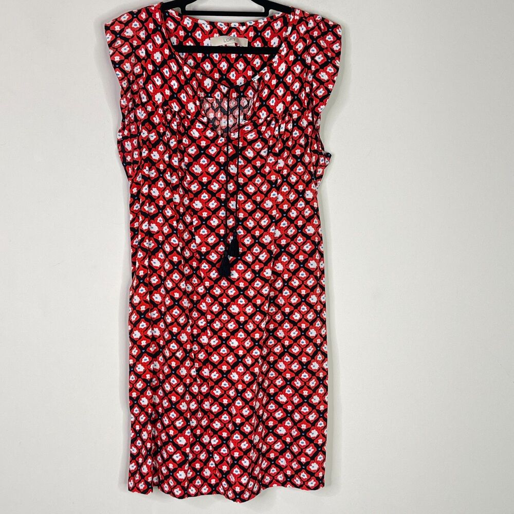 LOFT Amaryllis Tassel Floral Shirt Dress Women's Size Small - Picture 9 of 9